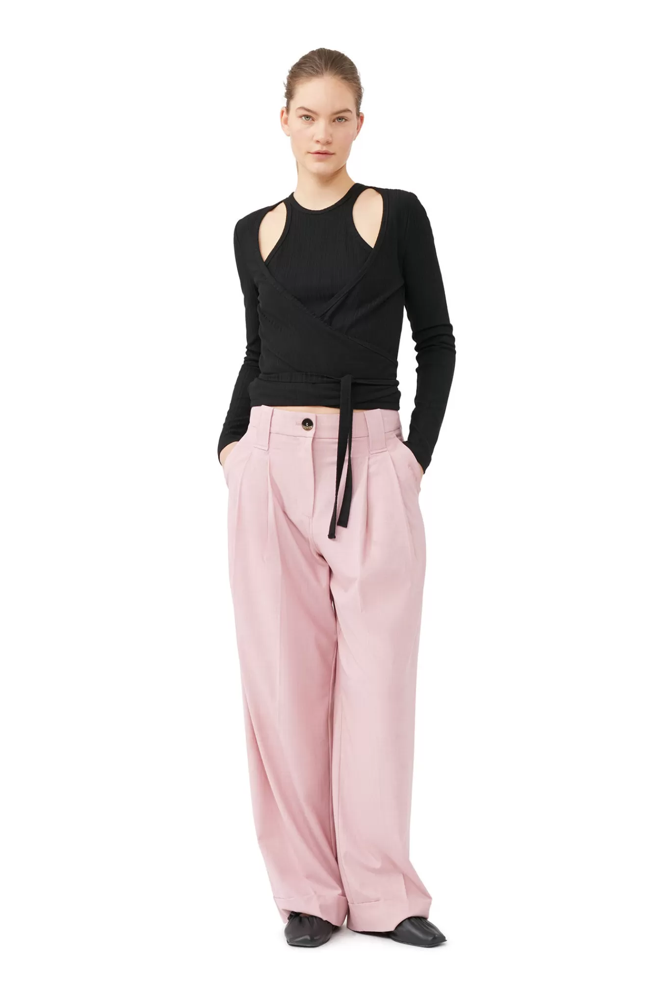 Rib Jersey Wrap Blouse>GANNI Sale