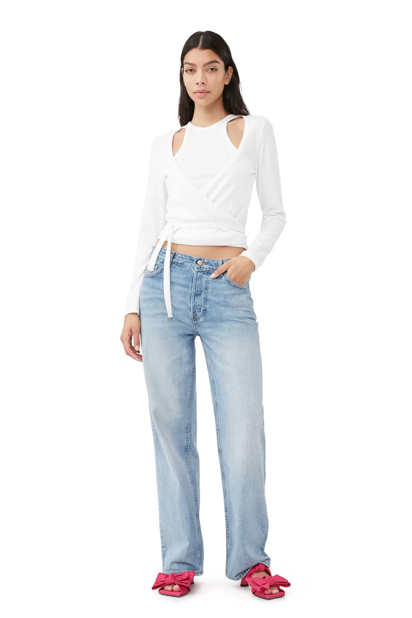 Rib Jersey Wrap Blouse>GANNI Clearance