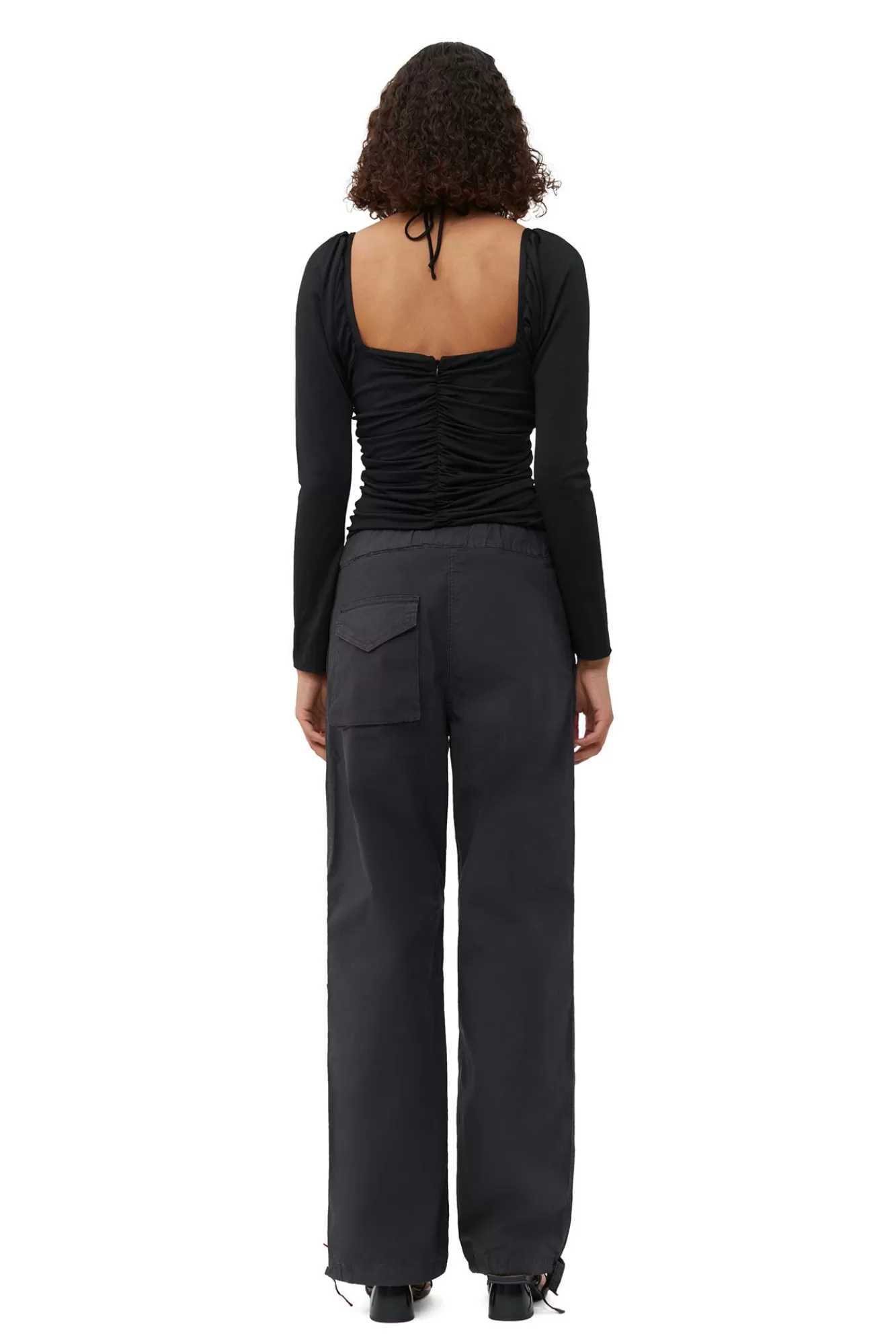 Shiny Crepe Jersey Ruched Blouse>GANNI Sale