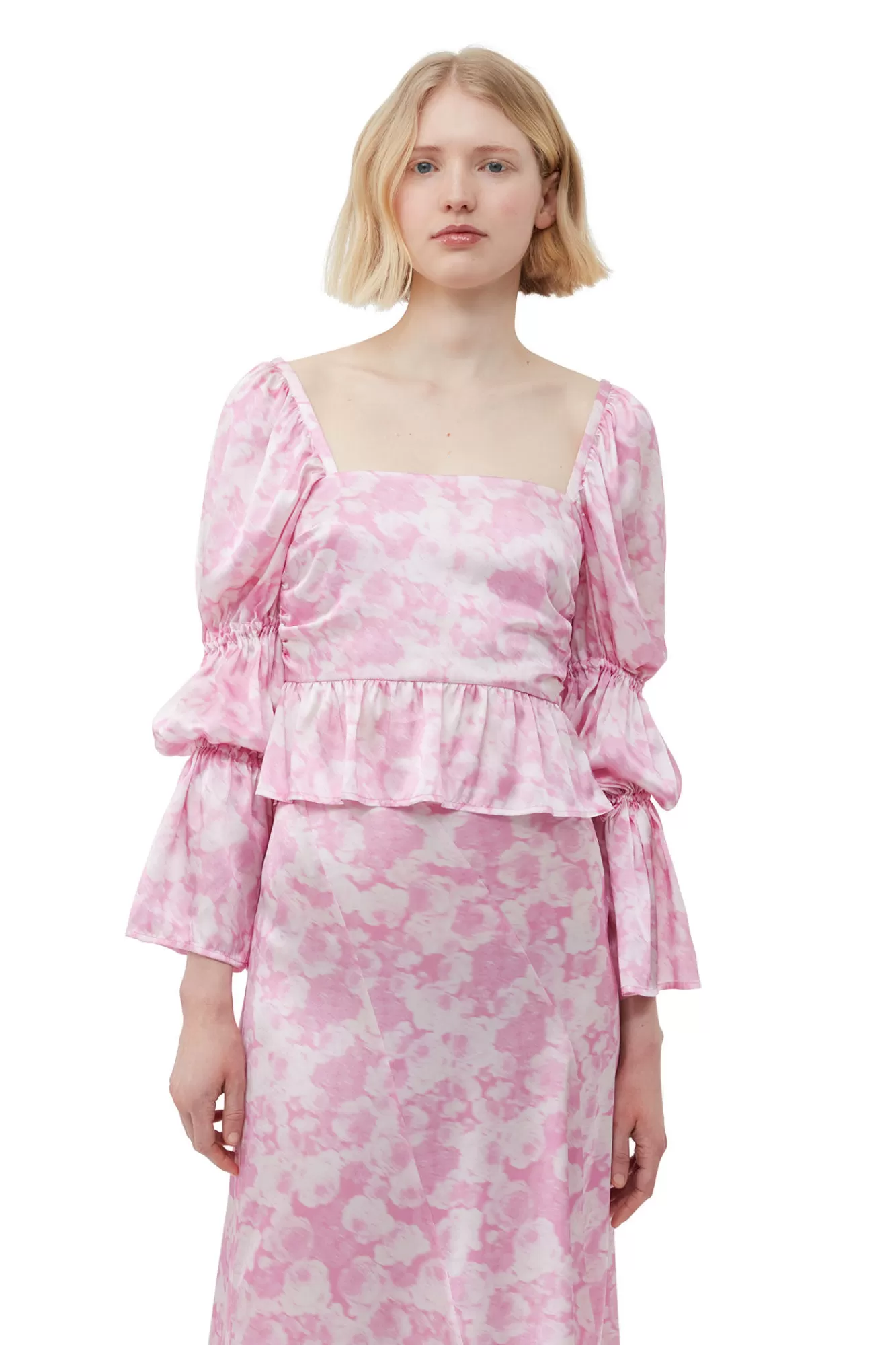 Silk Stretch Satin Blouse>GANNI Shop