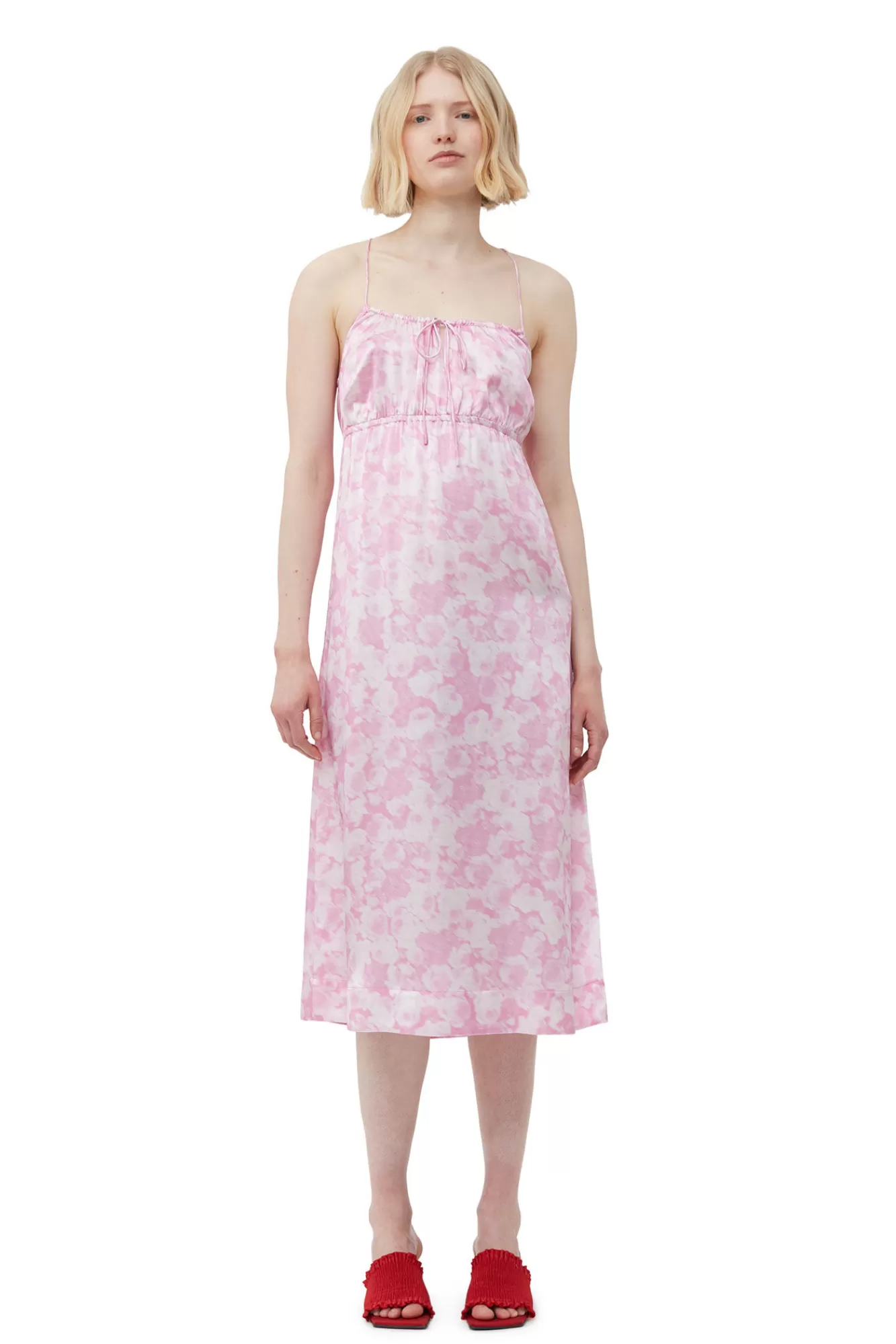 Silk Stretch Satin Slip Dress>GANNI Store