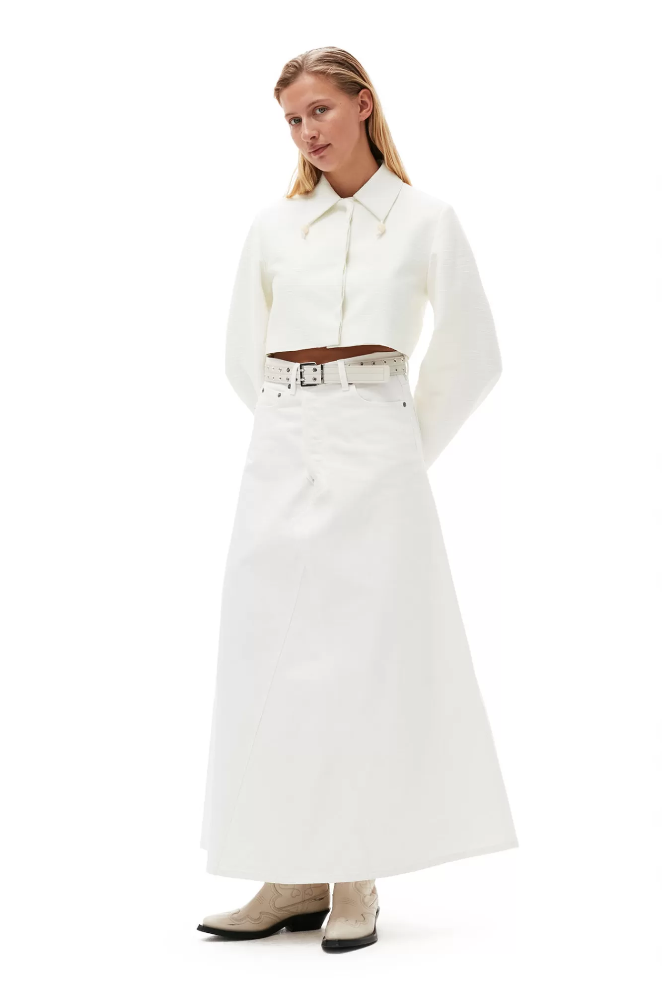 Slub Linen Cropped Blazer>GANNI Sale