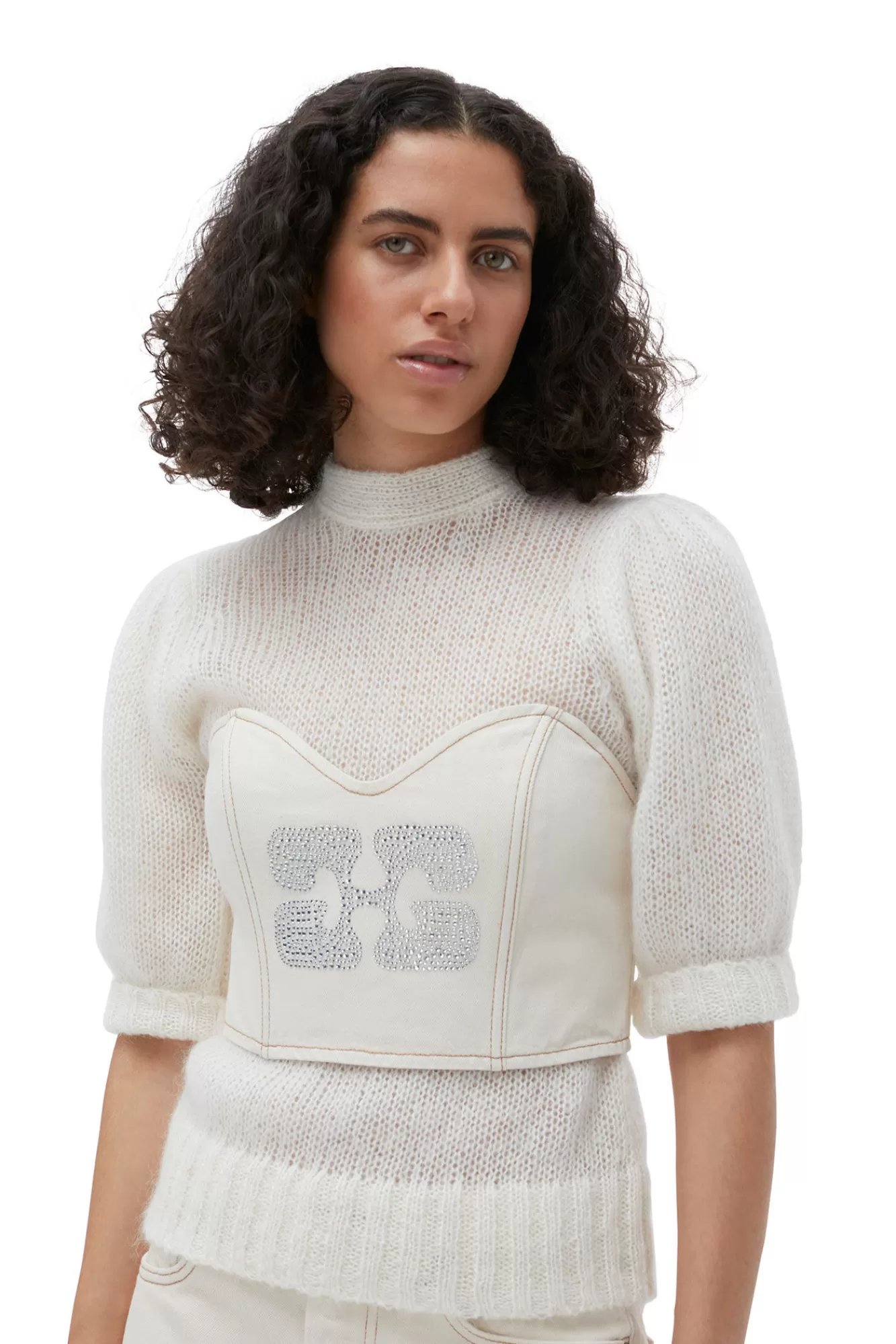 Sparkle Denim Top>GANNI Online