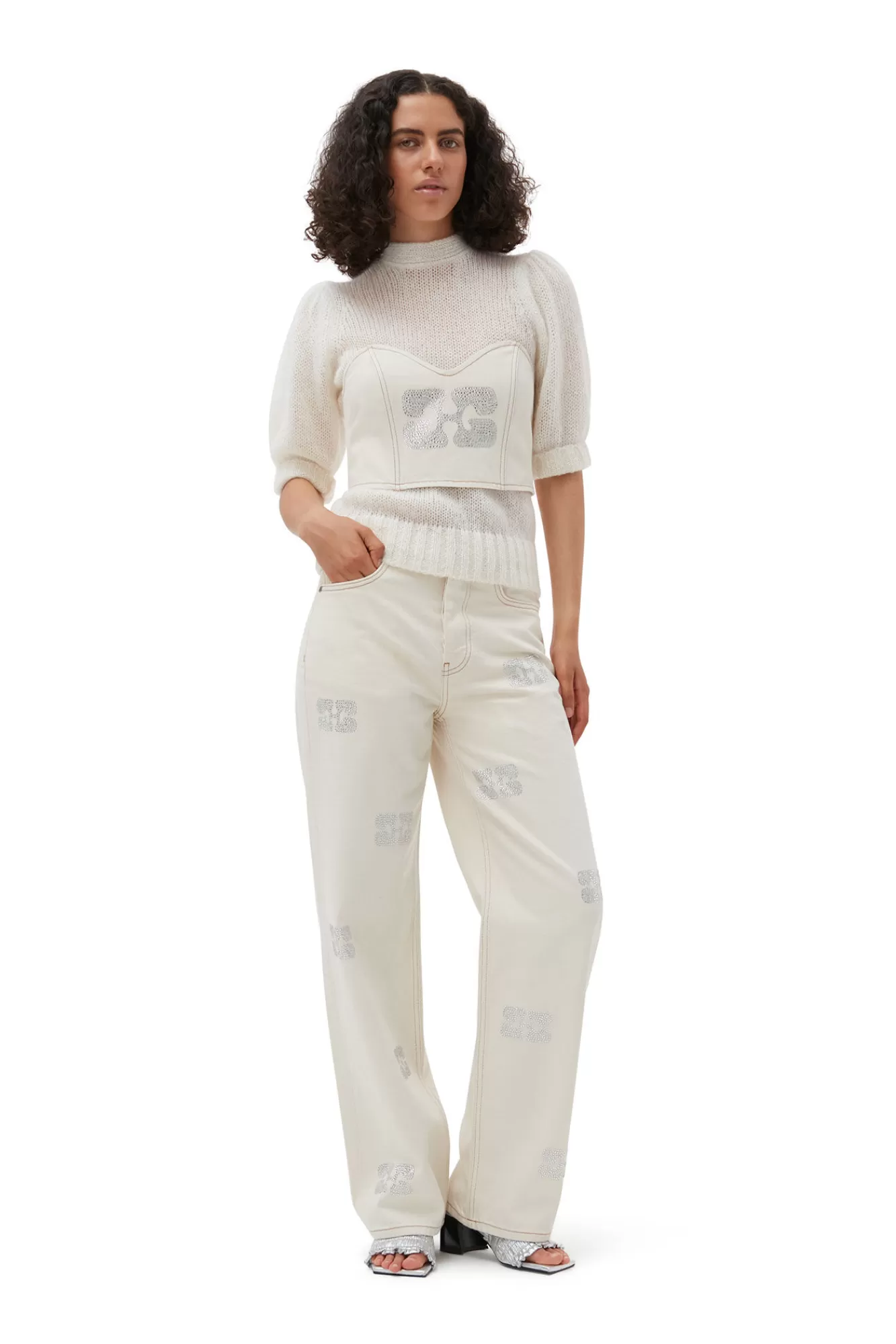 Sparkle Denim Top>GANNI Online