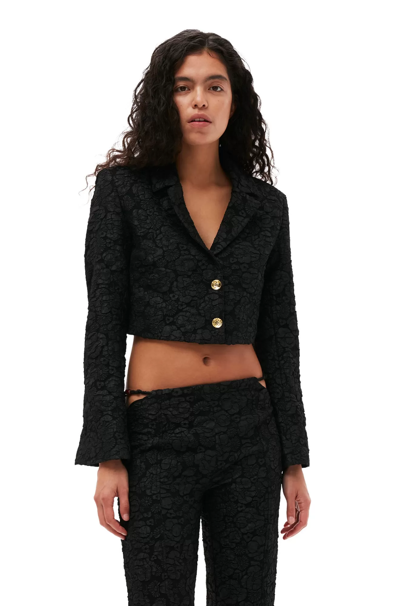 Stretch Jacquard Cropped Blazer>GANNI Outlet