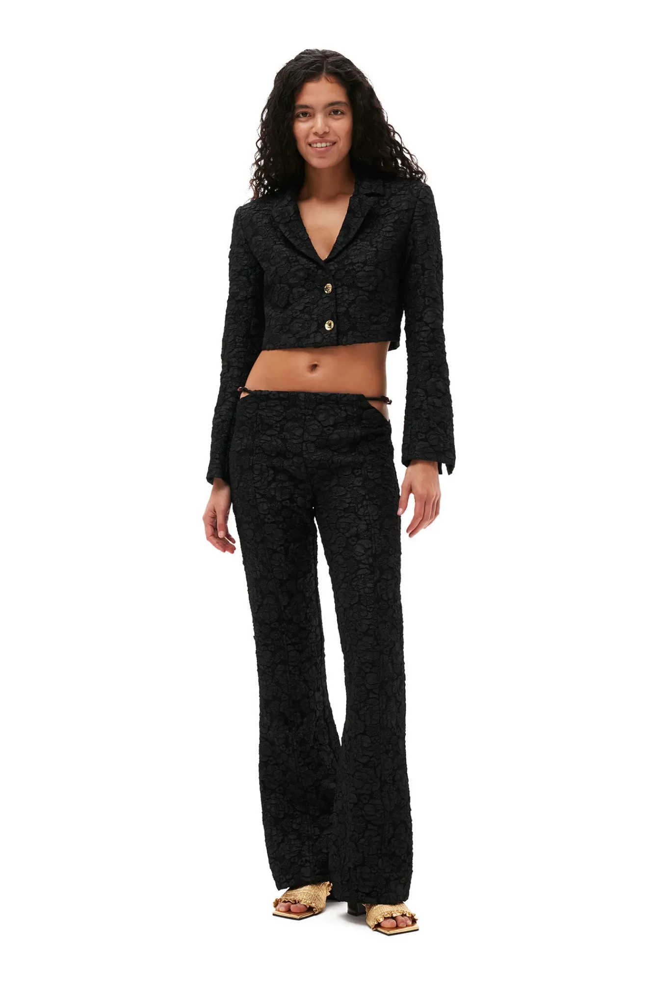 Stretch Jacquard Flared Pants>GANNI Shop