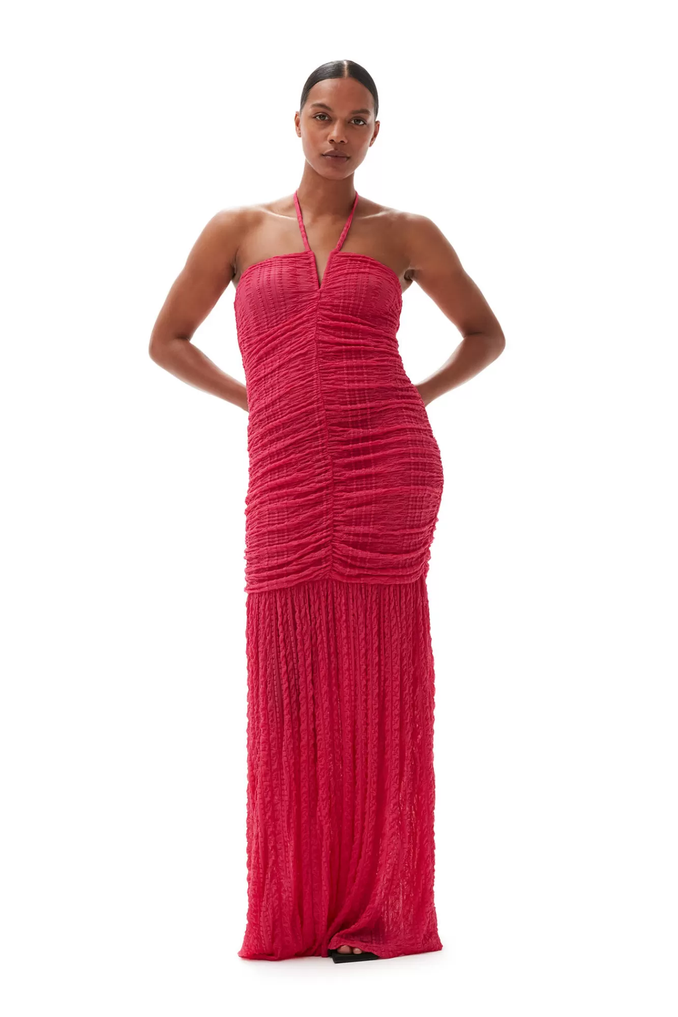 Stretch Lace Halter Neck Dress>GANNI Fashion