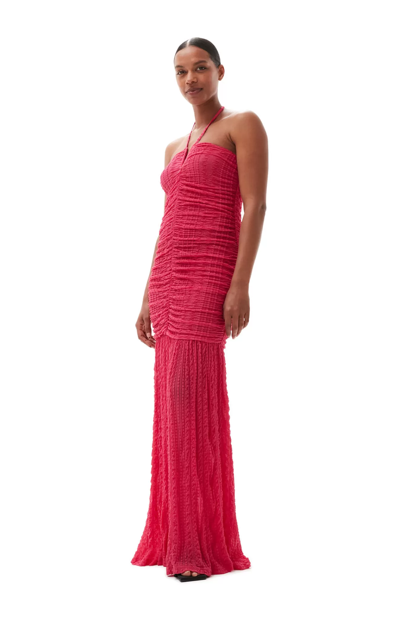 Stretch Lace Halter Neck Dress>GANNI Fashion
