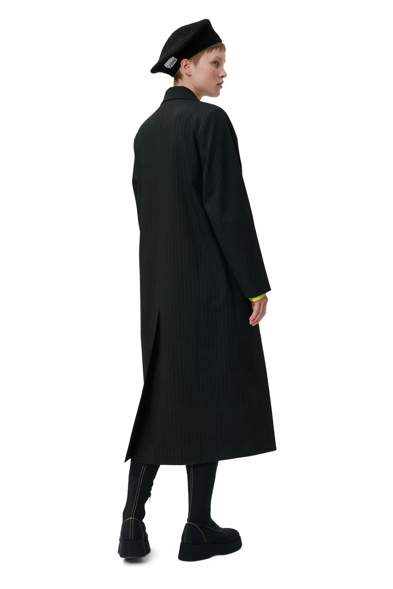 Stretch Stripe Coat>GANNI Cheap