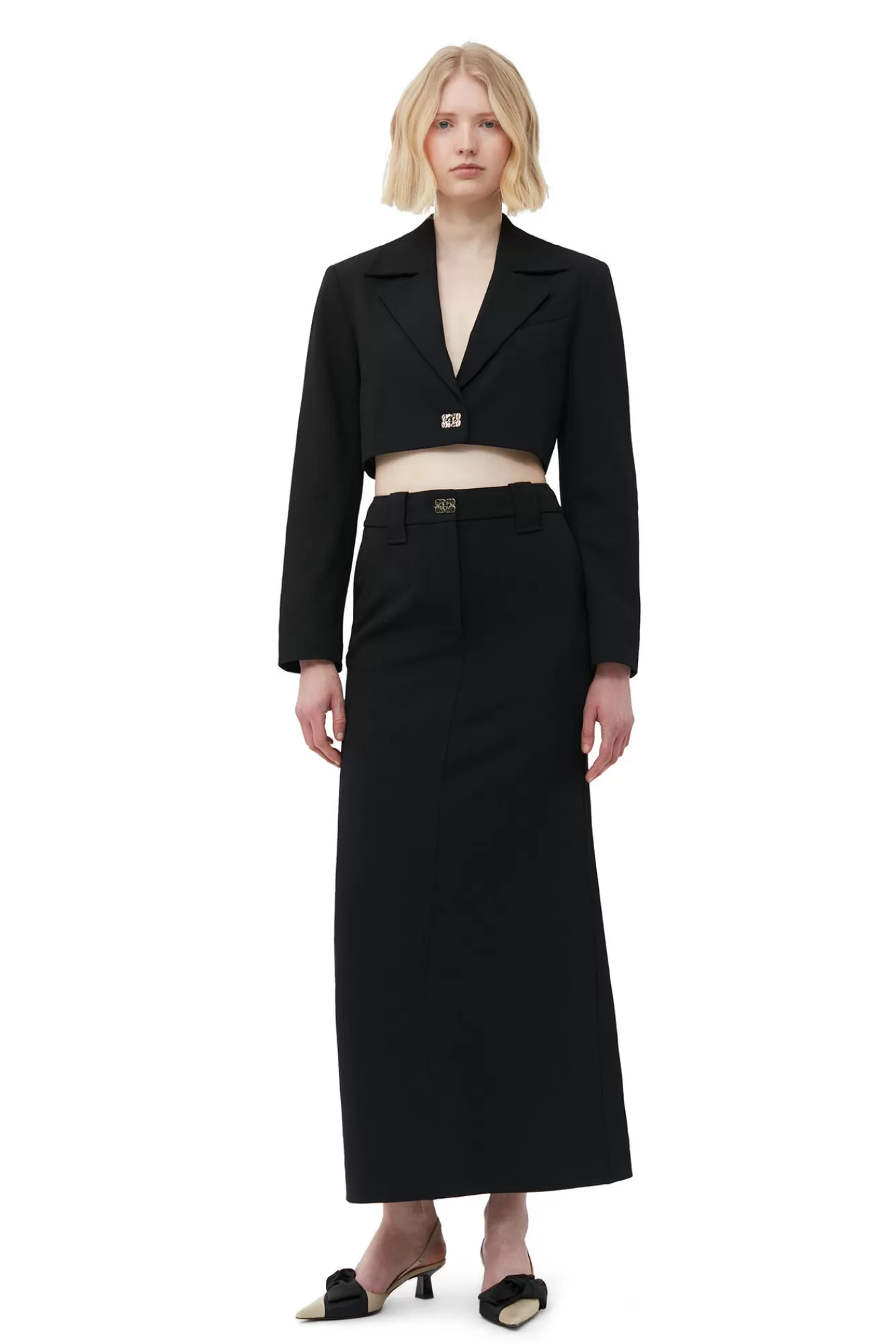 Stretch Suiting Cropped Blazer>GANNI Online