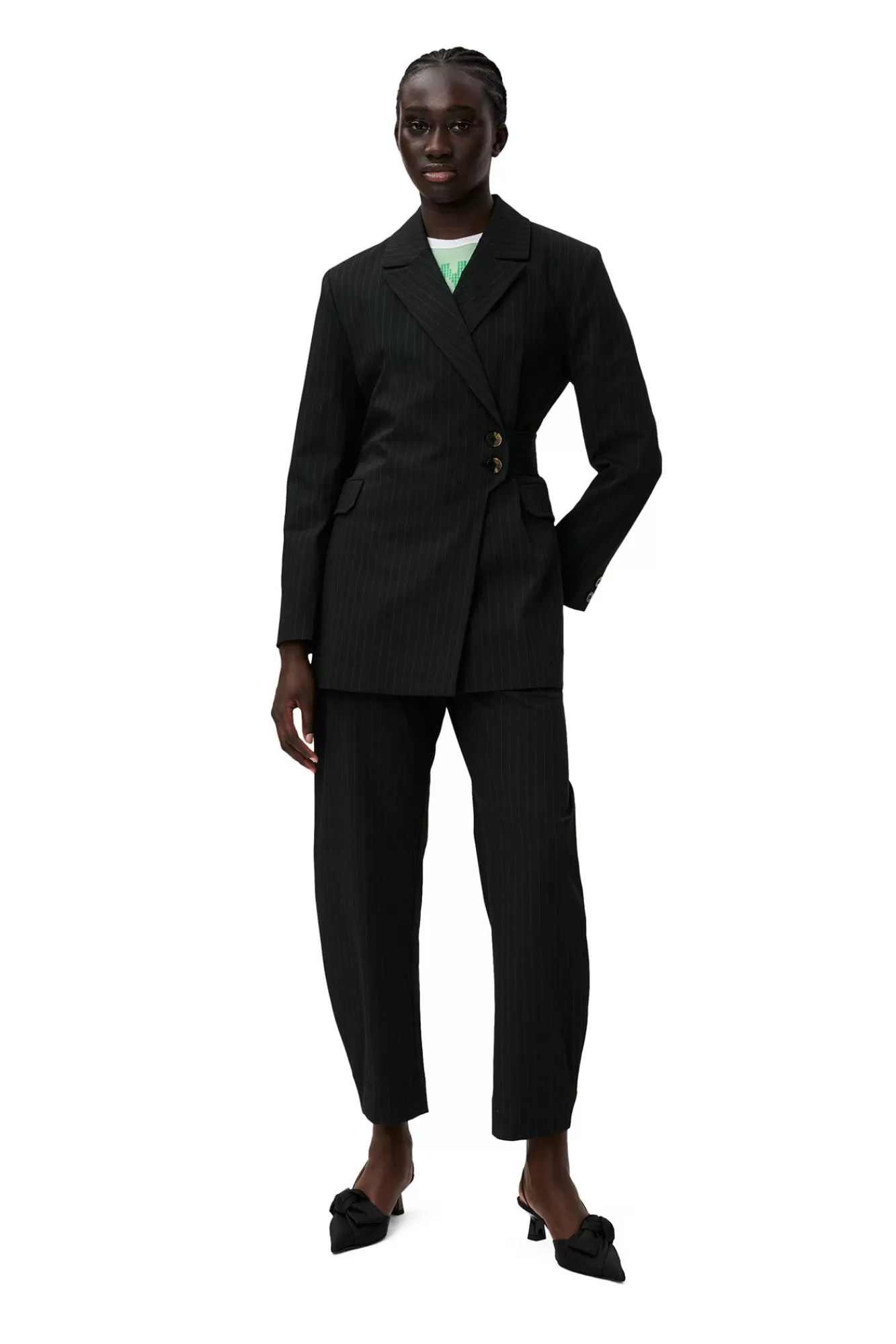 Stripe Belt Blazer>GANNI Cheap