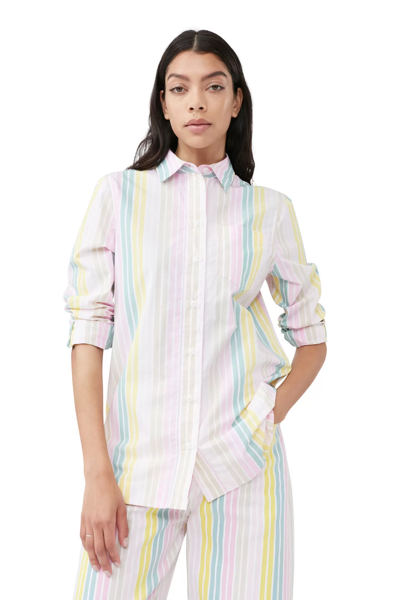 Stripe Cotton Shirt>GANNI Online