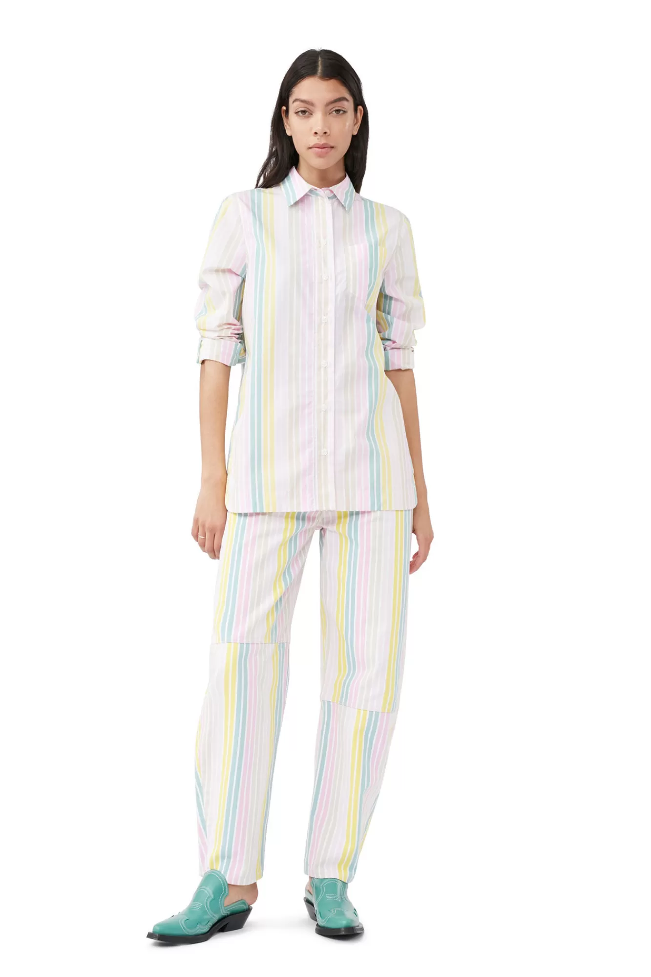 Stripe Cotton Shirt>GANNI Online