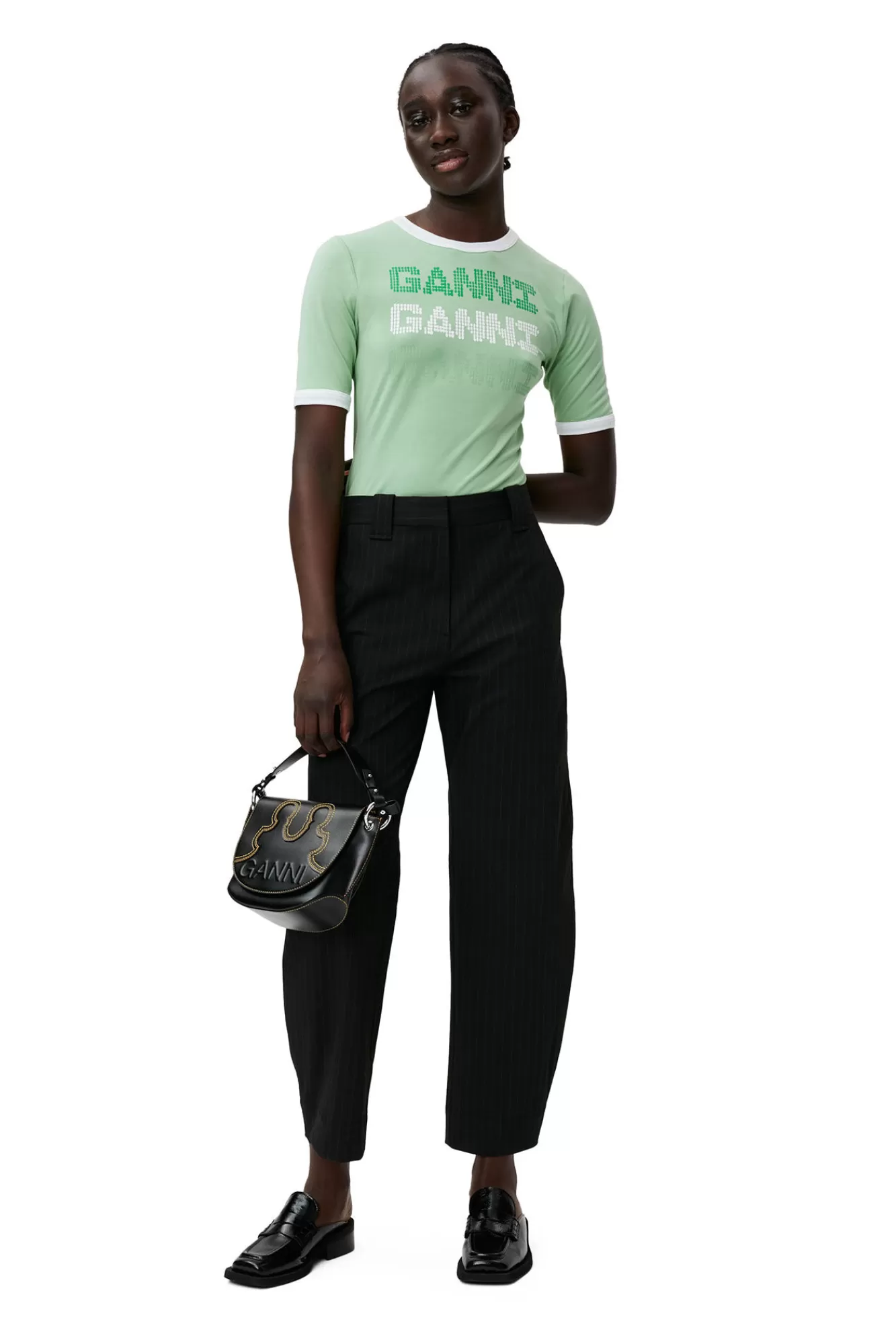 Stripe Mid Waist Pants>GANNI Fashion