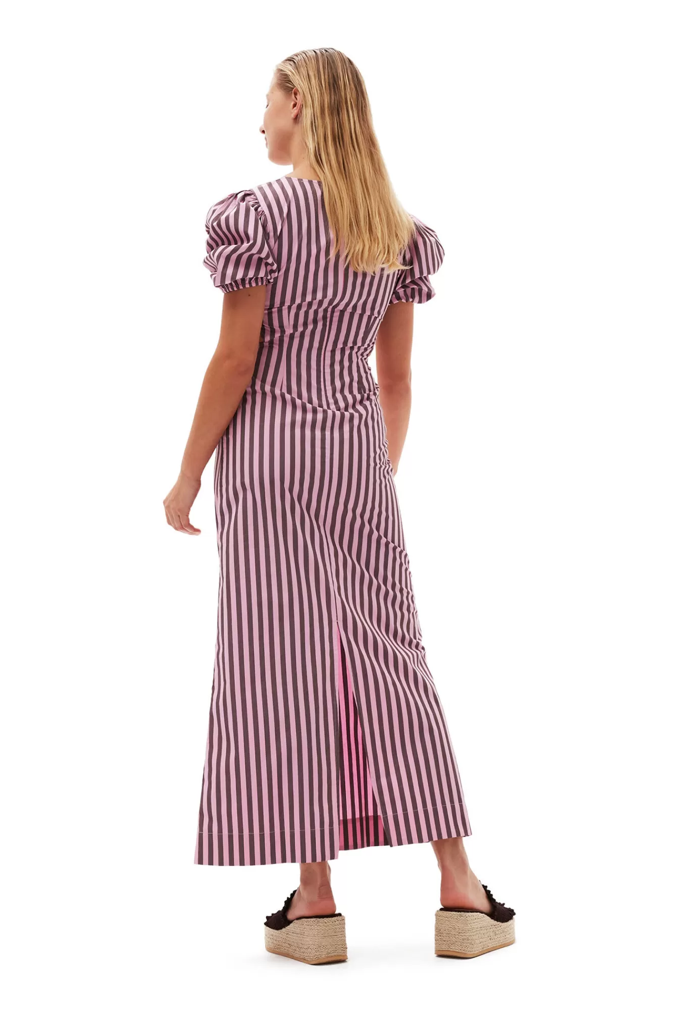 Striped Cotton Cutout Dress>GANNI Flash Sale