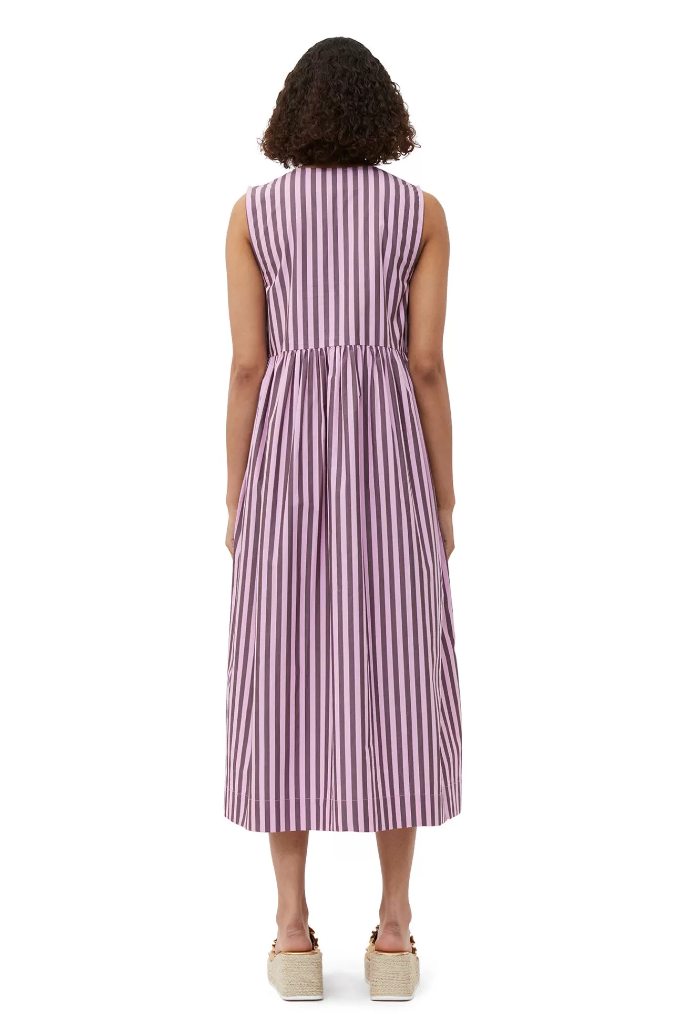 Striped Cotton Midi Dress>GANNI Best