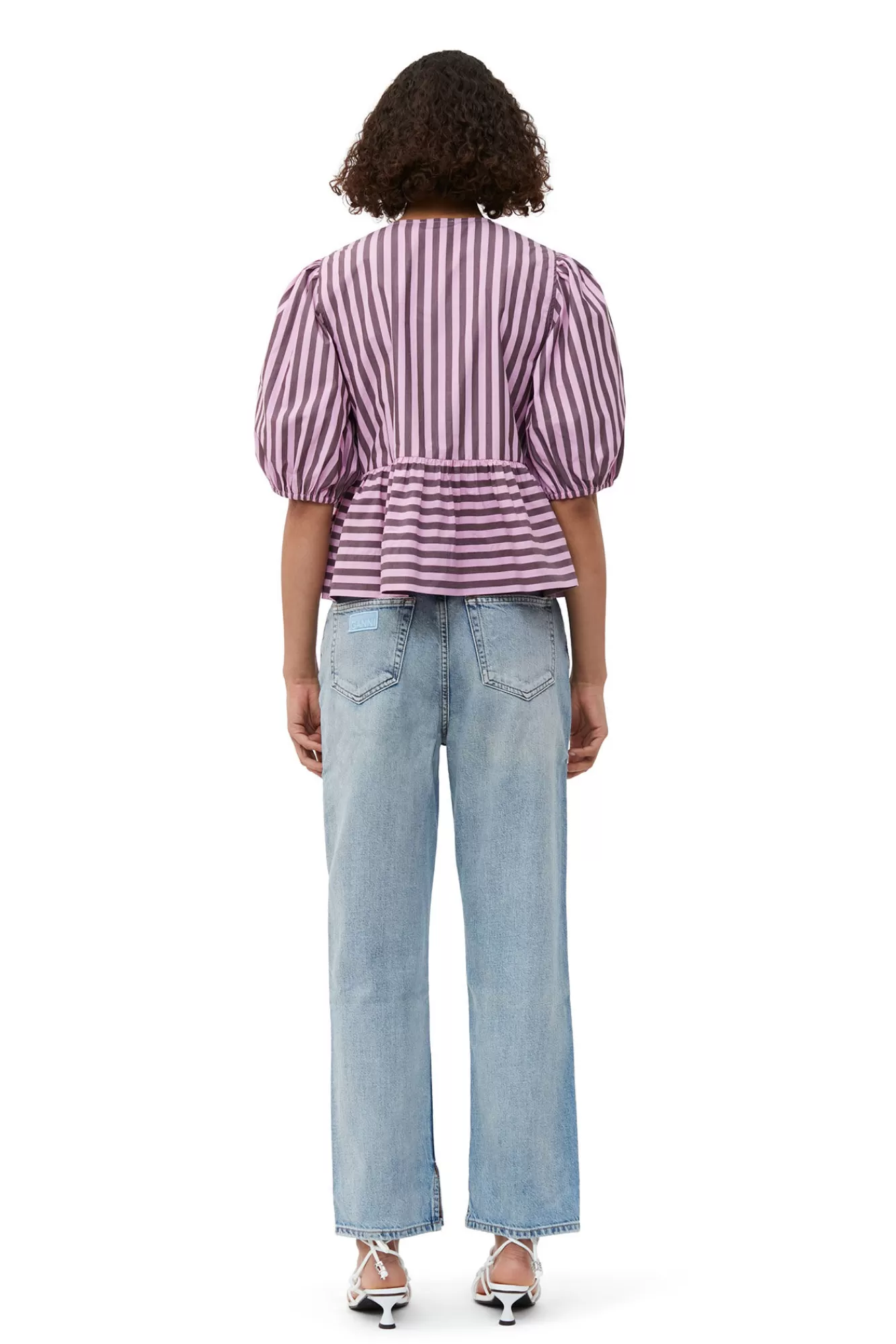 Striped Cotton Peplum Blouse>GANNI Flash Sale