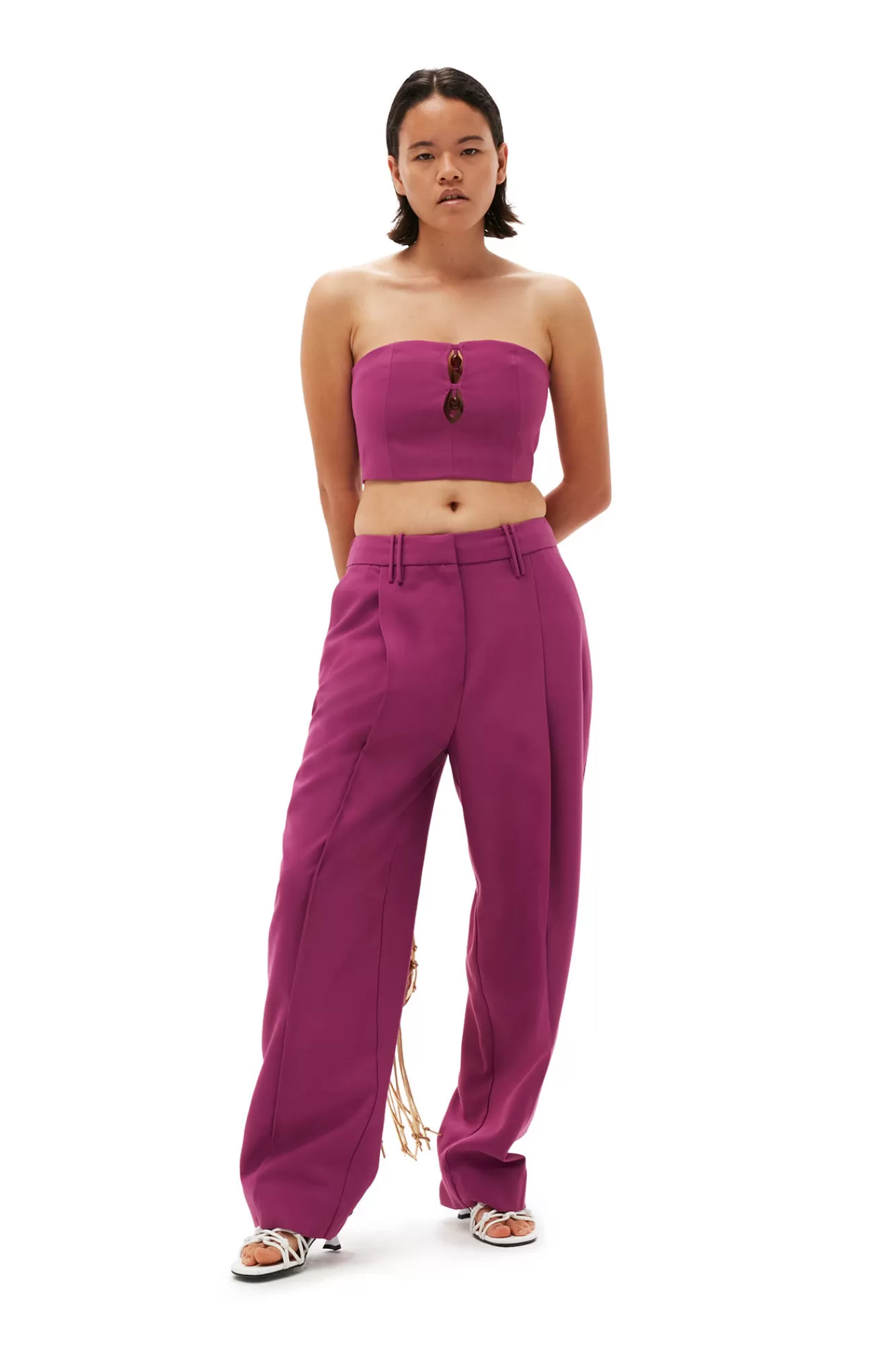 Summer Suiting Relaxed Pleated Pants>GANNI Online