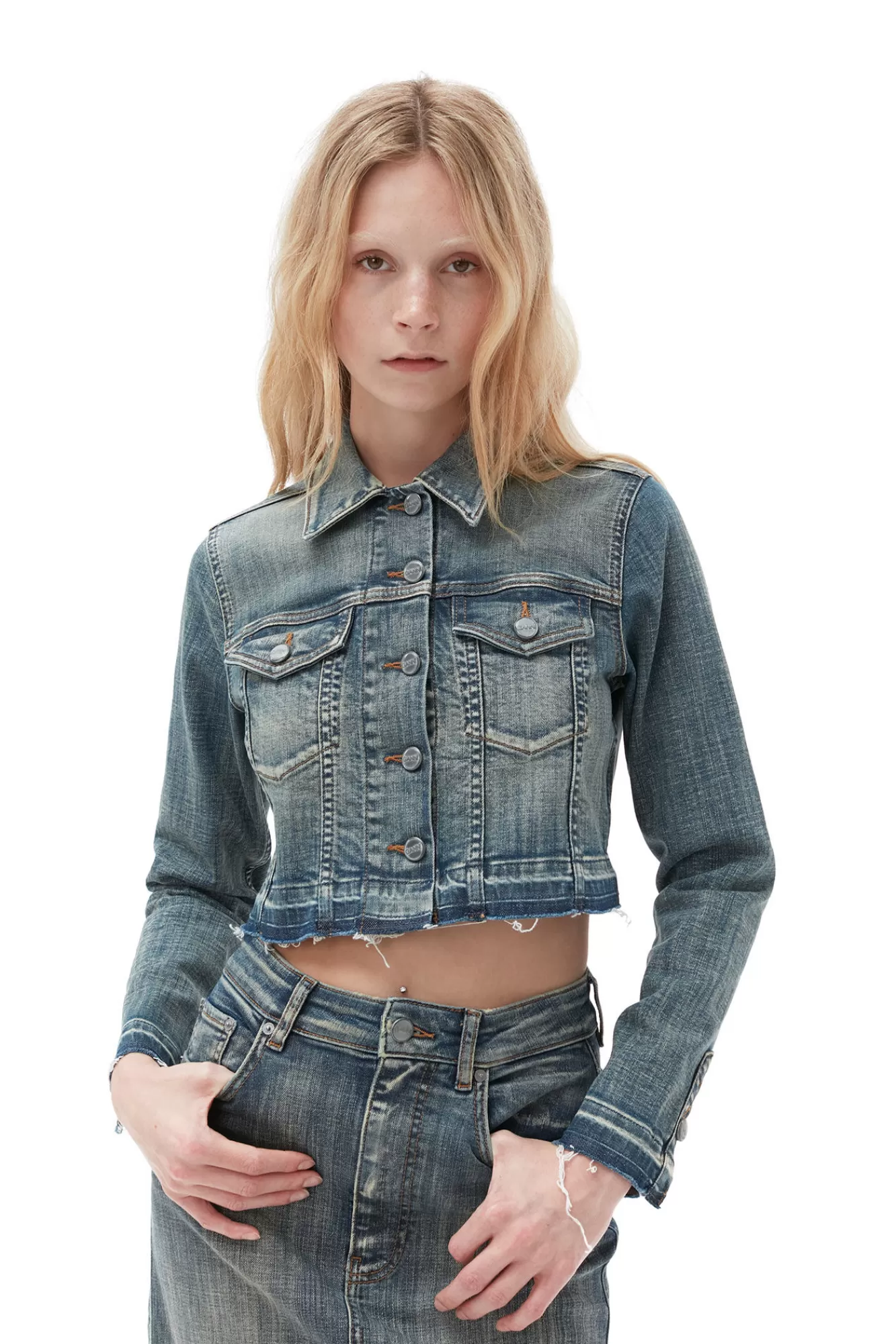 Tint Edge Denim Cropped Jacket>GANNI Hot