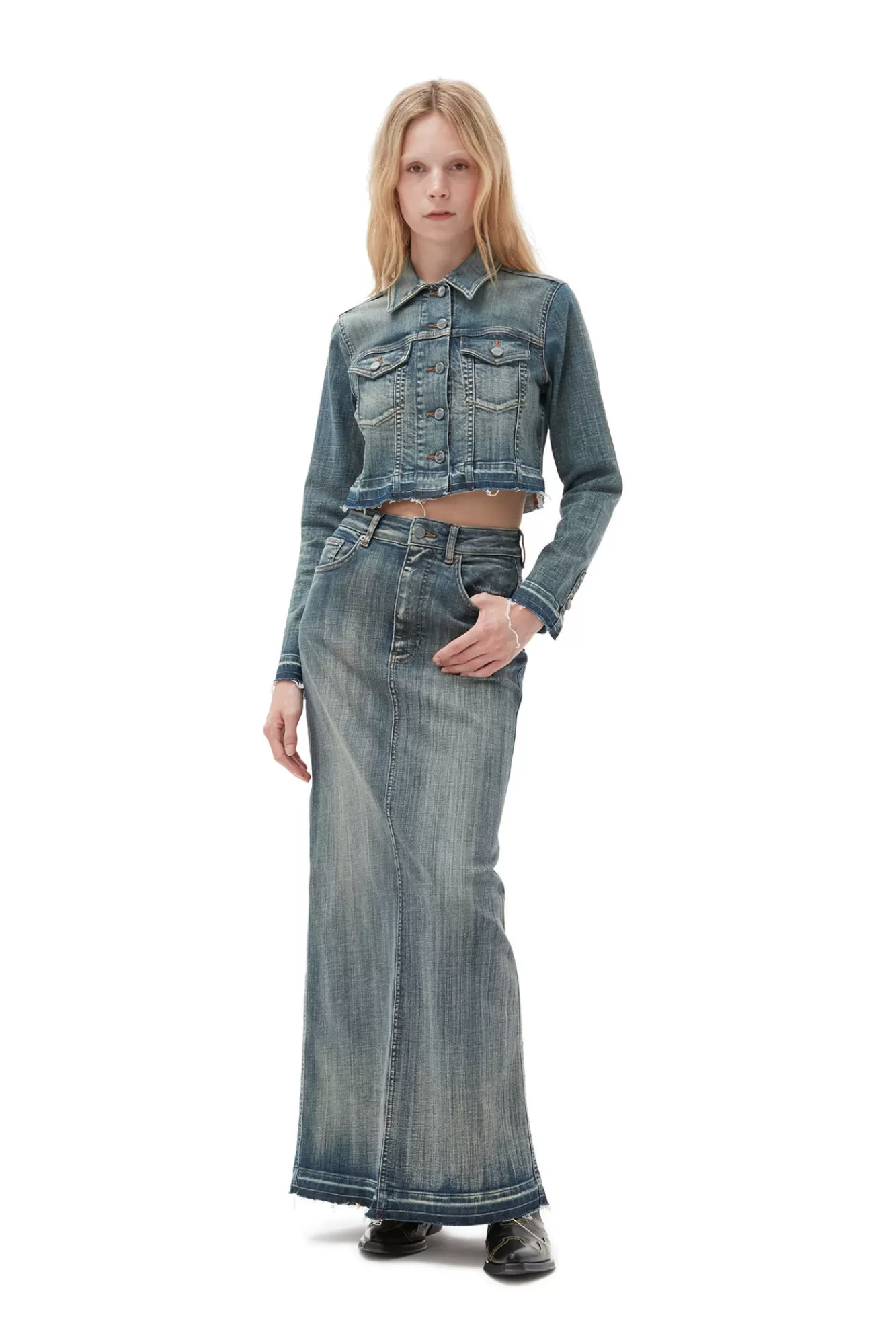 Tint Edge Denim Cropped Jacket>GANNI Hot