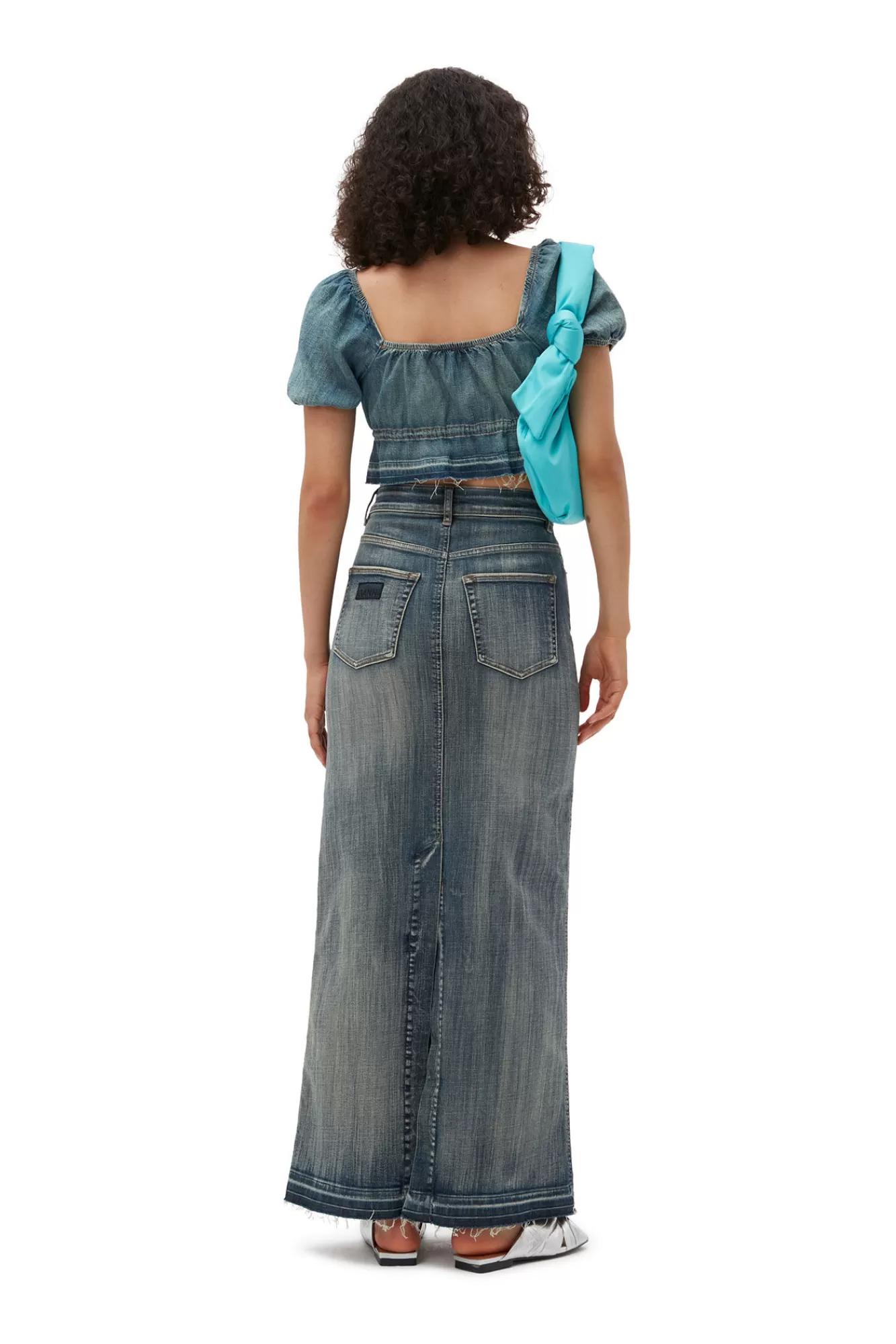 Tint Edge Denim Puff Sleeve Top>GANNI Store