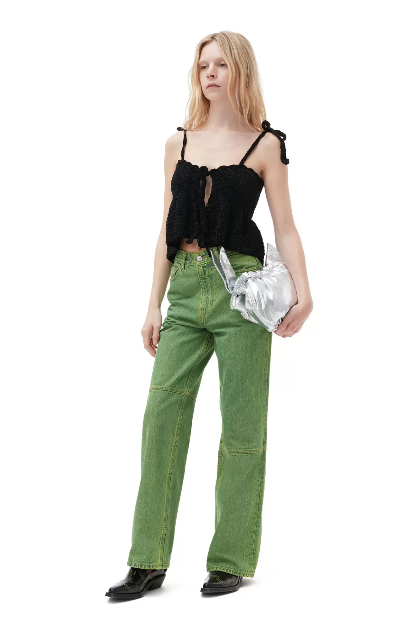 Velvet Crochet Bandeau Strap Top>GANNI Clearance
