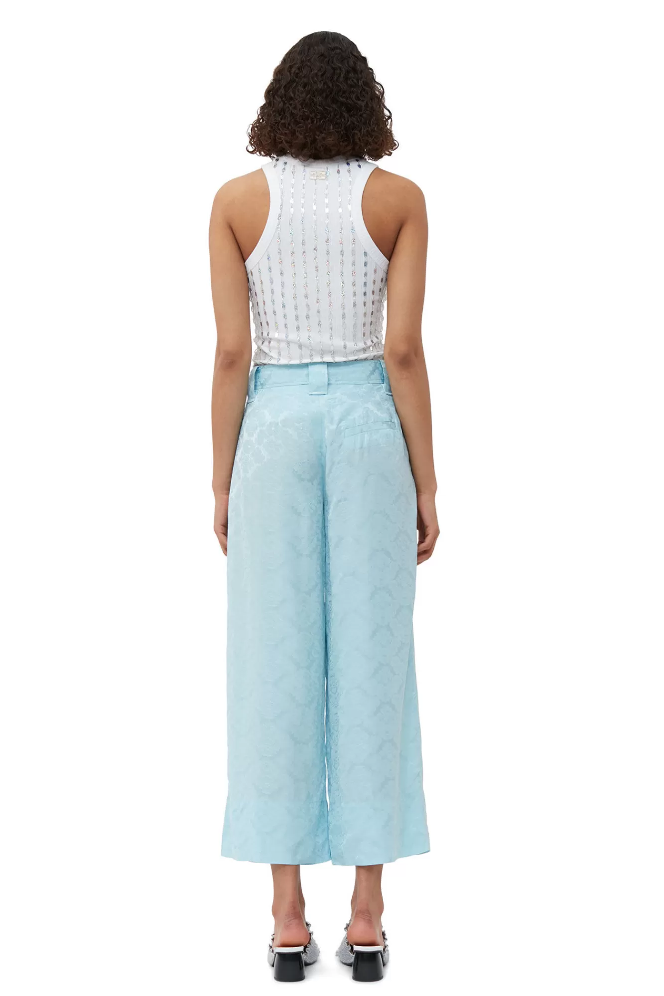 Viscose Jacquard Cropped Pants>GANNI Sale