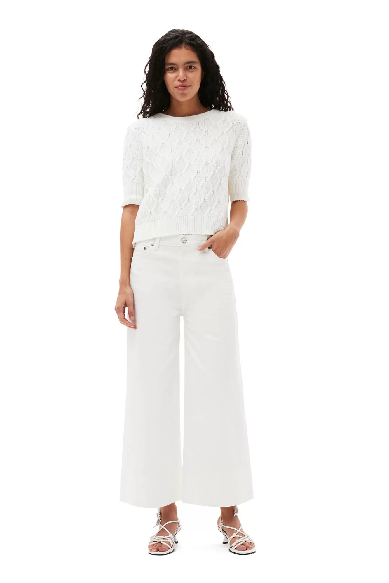 White Denim Cropped Jeans>GANNI Cheap