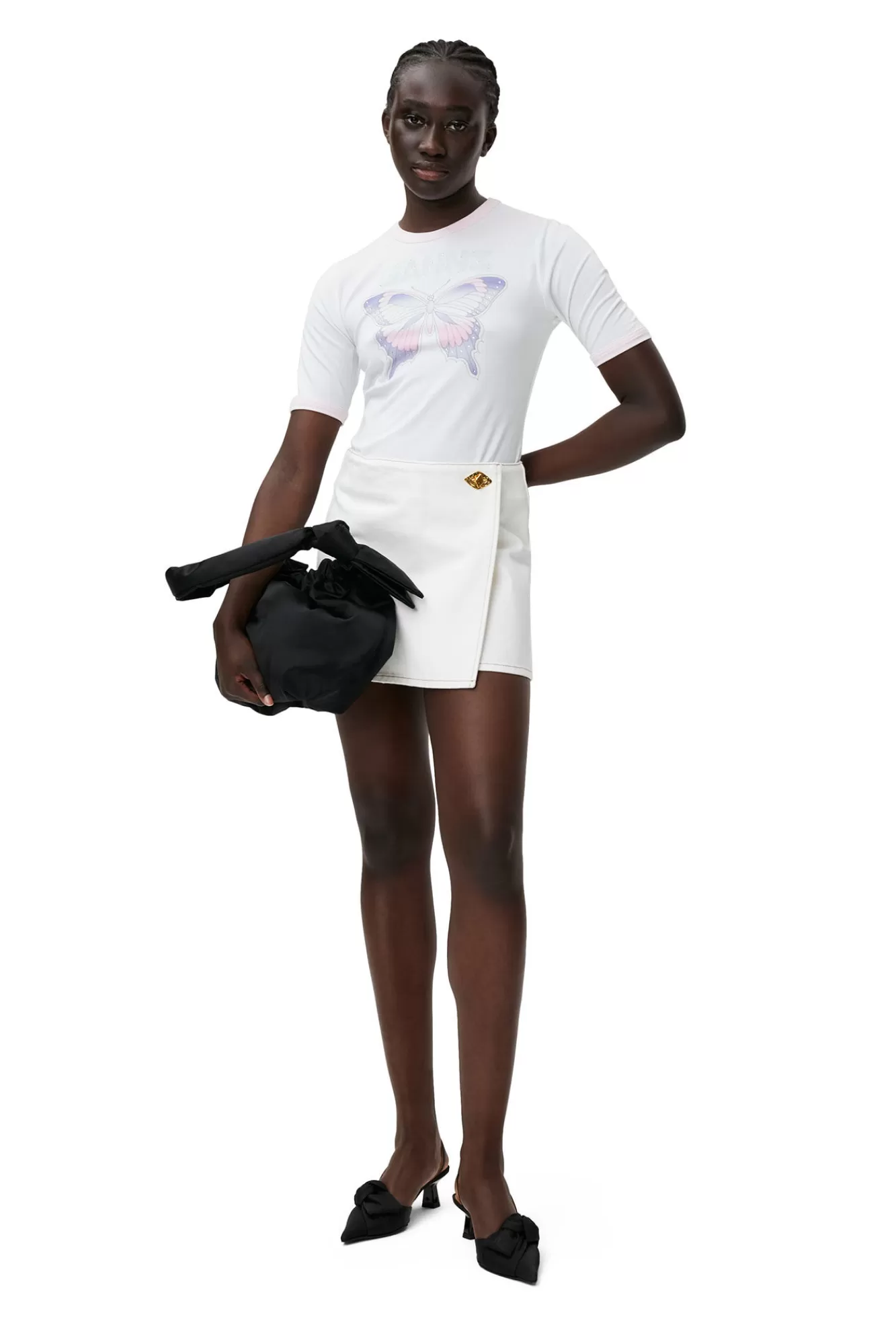 White Denim Mini Skirt>GANNI Cheap