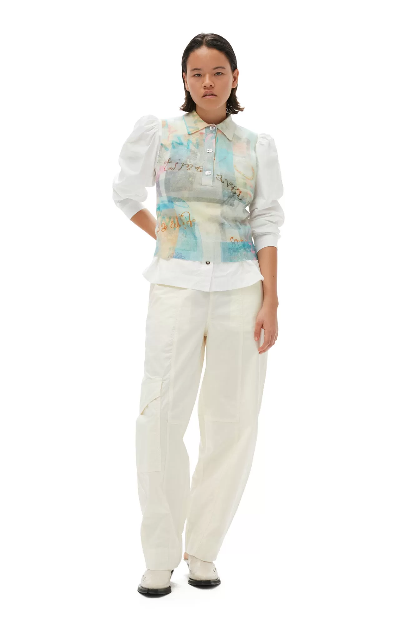White Elasticated Curve Pants>GANNI Best