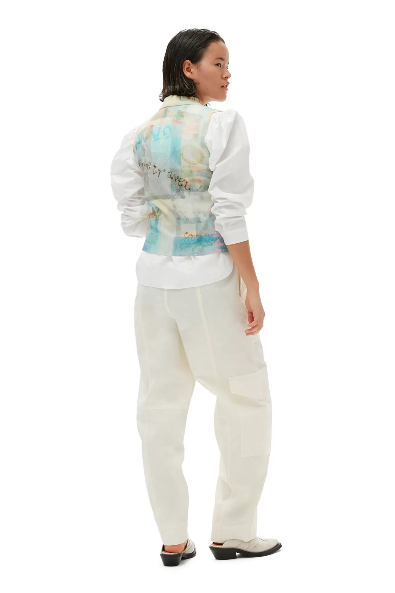 White Elasticated Curve Pants>GANNI Best