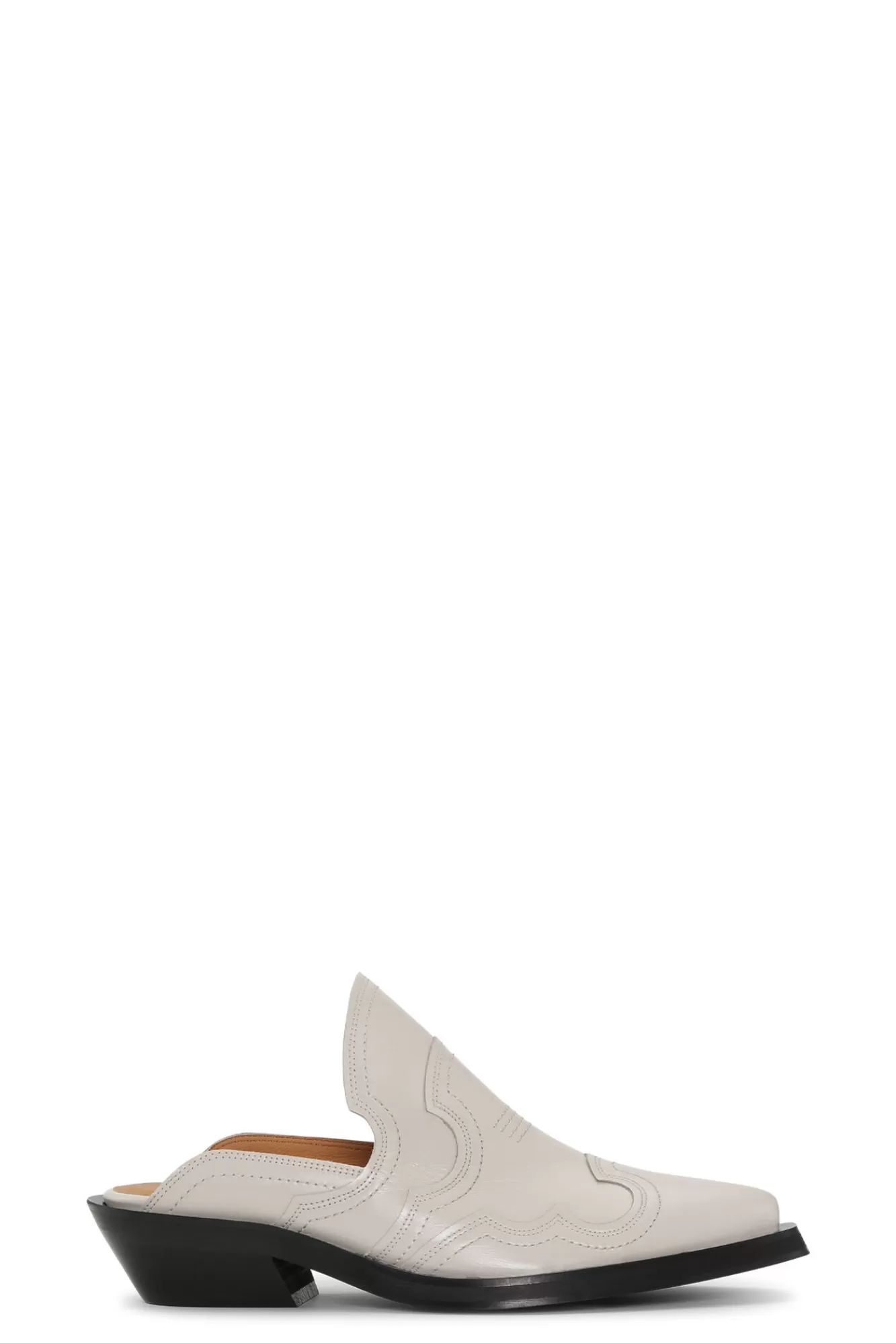 White Embroidered Western Mules>GANNI Cheap