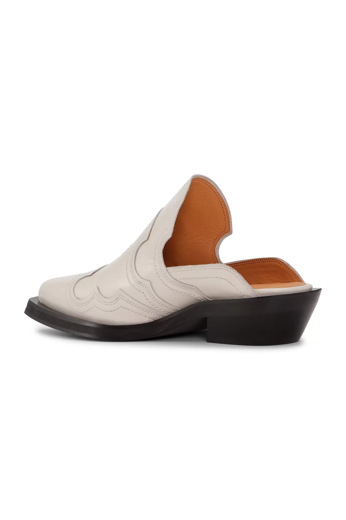 White Embroidered Western Mules>GANNI Cheap