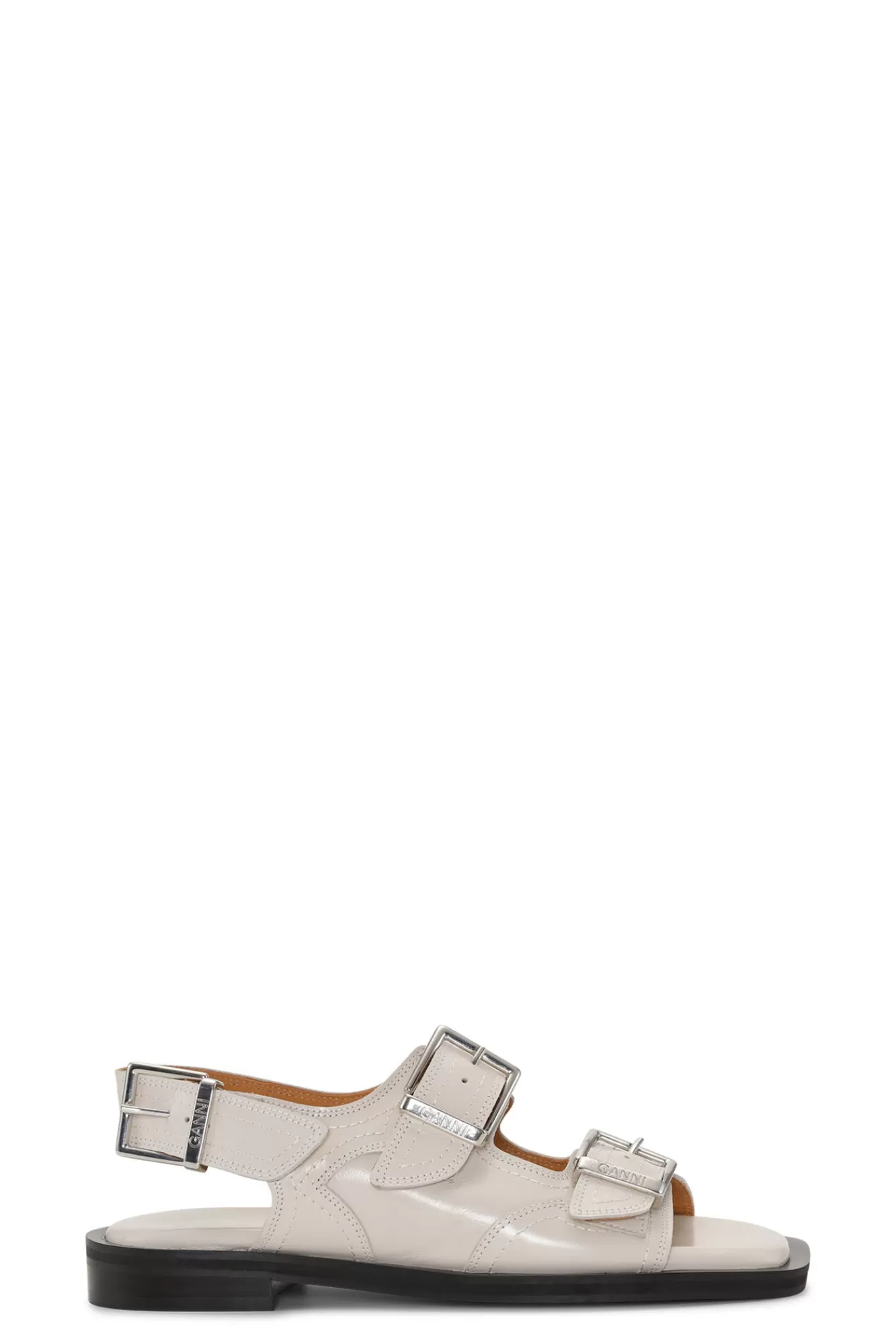 White Embroidered Western Sandals>GANNI Best
