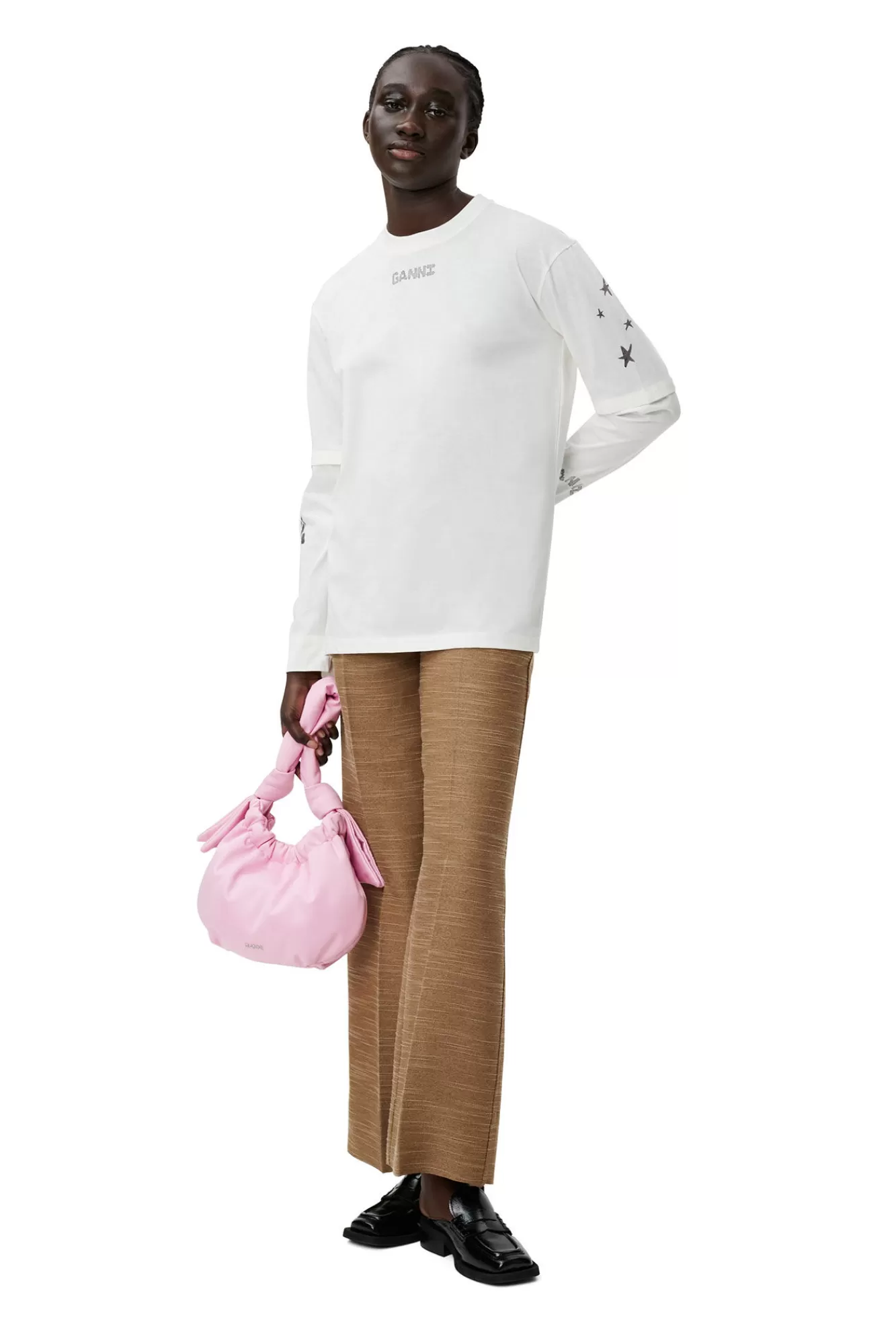 White Long Sleeve T-Shirt>GANNI Outlet