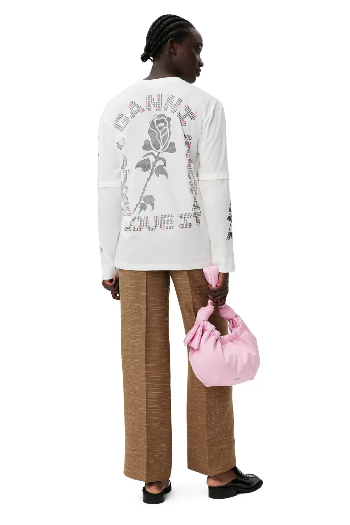 White Long Sleeve T-Shirt>GANNI Outlet
