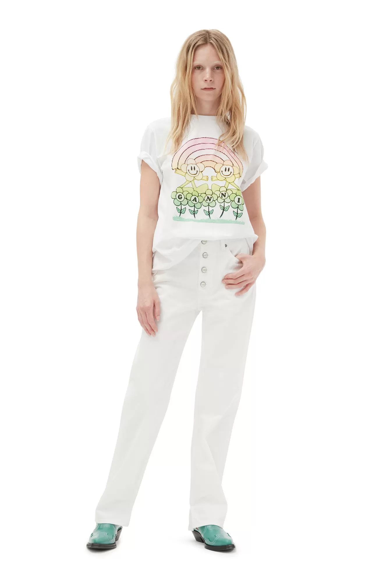 White Lovy Jeans>GANNI Cheap