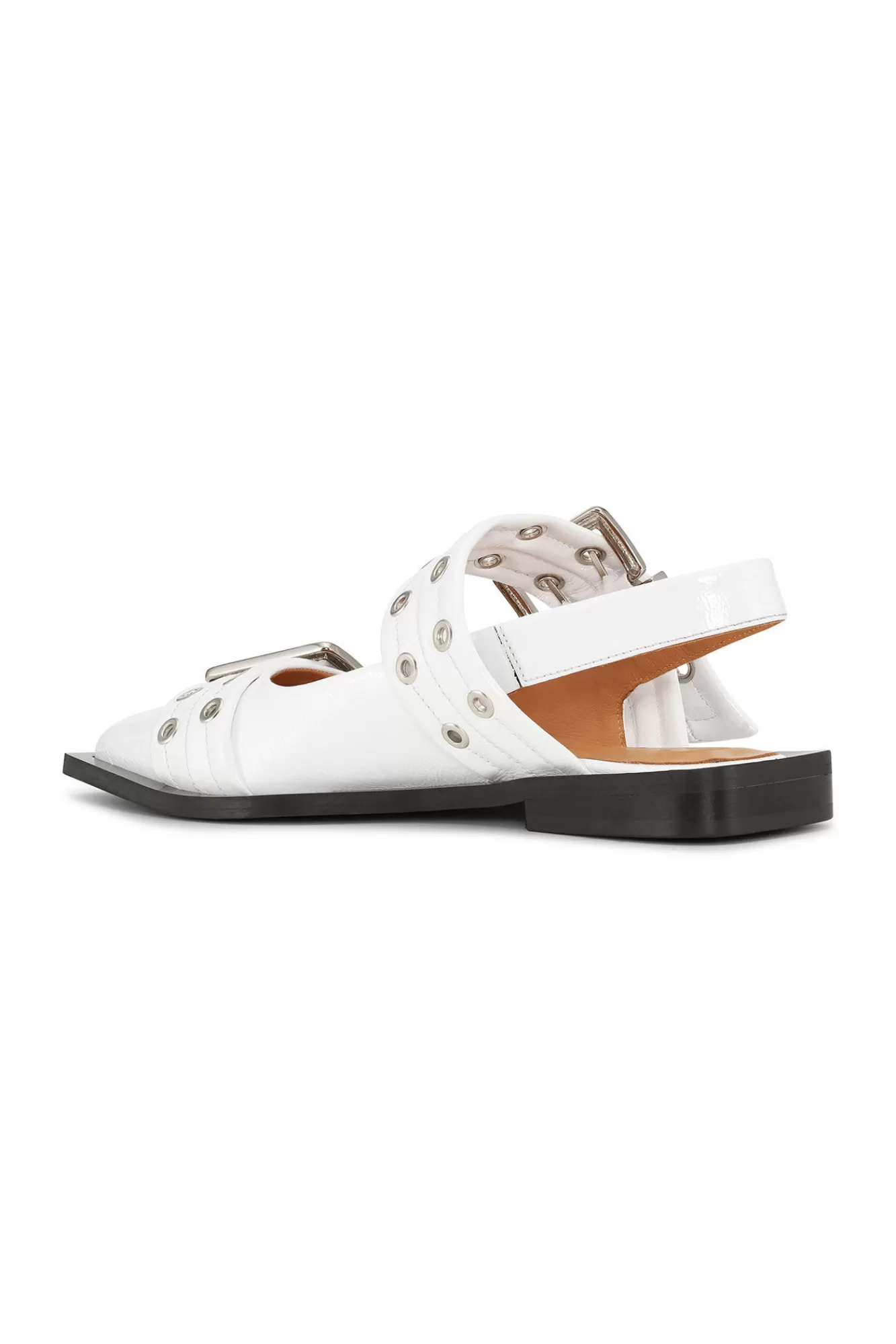 White Wide Welt Buckle Ballerinas>GANNI Cheap