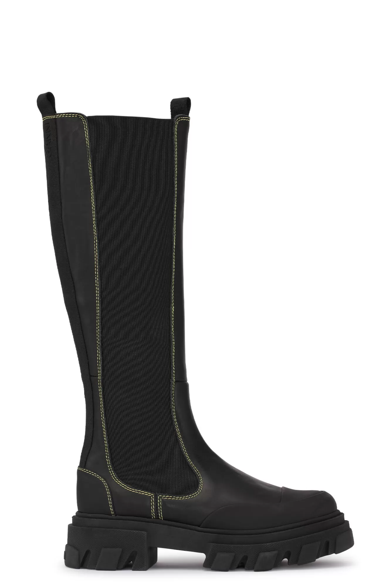 Yellow Stitch Knee-High Chelsea Boots>GANNI Online